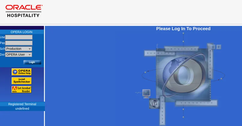 Sample OPERA login interface.